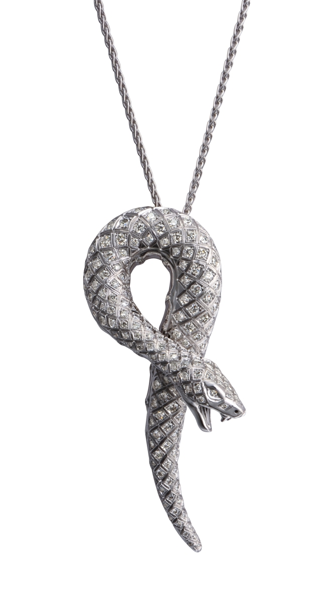 Carrera y Carrera SERPIENTE Mini Snake Pendant in White Gold and Diamonds