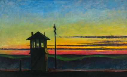 Edward Hopper (1882–1967), Railroad Sunset, 1929. Oil on canvas; 29 5/16 × 48 1/8 in. (74.5 × 122.2 cm). Whitney Museum of American Art, New York; Josephine N. Hopper Bequest 70.1170. © Heirs of Josephine N. Hopper, licensed by Whitney Museum of American Art, New York