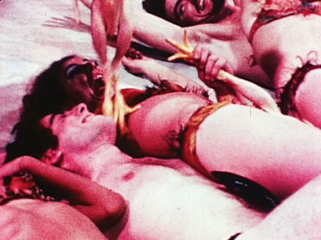 Carolee Schneemann (b. 1939), still from Meat Joy, 1964. 16mm film transferred to video, color, sound; 10:35 min. Whitney Museum of American Art, New York; purchase, with funds from Randy Slifka  2009.126 © 2009 Carolee Schneemann / Artists Rights Society (ARS), New York. Courtesy Electronic Arts Intermix (EAI), New York