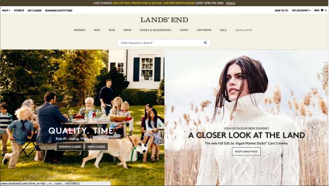 The new Landsend.com opening page