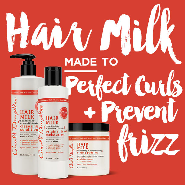 The Carol’s Daughter Hair Milk Collection deeply moisturizes, improves softness and prevents frizz on curls.